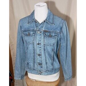 Vintage Calvin Klein Womens Medium Cropped Light Wash Denim Blue Jean Jacket M